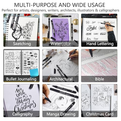 MARTCOLOR Micro Pen Fineliner Pens, 10 Size Fine Point Archival Black Ink Pens, Waterproof Multiliner Pen for Artist Illustration, Sketching, Art Drawing, Anime, Manga, DIY Gifts Projects