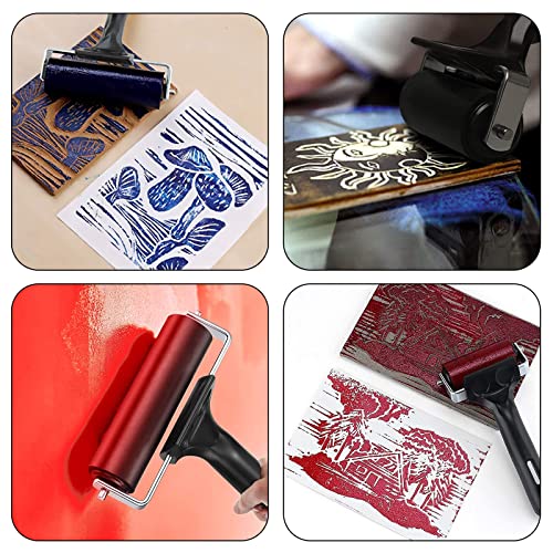 3 Pack Brayer Rollers for Crafting, Vinyl Rubber Roller Brayers, Printmaking Brayer Rollers for Cricut Maker, Gluing, Printing, Inking and Stamping(Black)