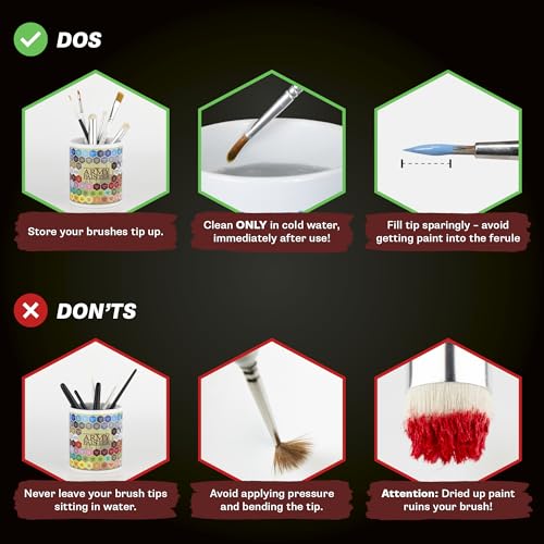 The Army Painter Most Wanted Brush Set, Black, Miniatures Paint Brush Set of 3 Wargamer Brushes: Small Drybrush, Layering & Insane Detail - Quality Detail Brush Set Handmade in Europe