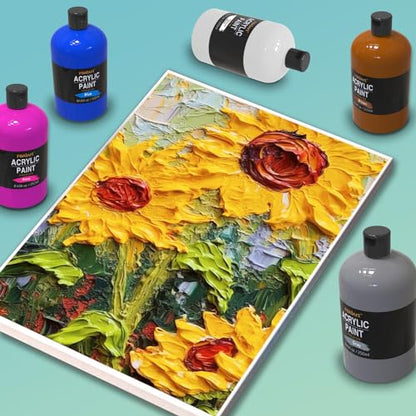 REALART Large Acrylic Paint Set (8.45oz / 250ml) Bulk Acrylic Paint Bulk Art Supplies For Canvas Painting