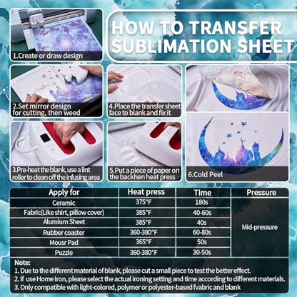 Blue Watercolor Pure Water Sublimation Transfer Ink Sheets for Sublimation Blanks Mug Tumbler T-Shirt Tote Bag,8 Sheets 12x12inch - color: Watercolor