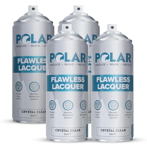 Polar Clear Matte Flawless Lacquer Spray - 4 x 13.5 Fl Oz - Clear Coat Spray Paint - Non-Yellowing & Scratch Resistant - Interior & Exterior Surfaces for Wood, Metal, Plastics, Glass & Ceramics - color: Clear Matte, size: 13.5 Fl Oz (Pack of 4)