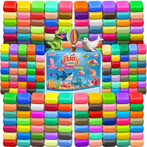 ESSENSON Air Dry Clay, 210 Colors, Modeling Clay for Kids | DIY Molding Magic Clay, Includes Tools, Ages 3-8+ Years, Boys Girls Kids Toys Gifts - color: 210 Colors