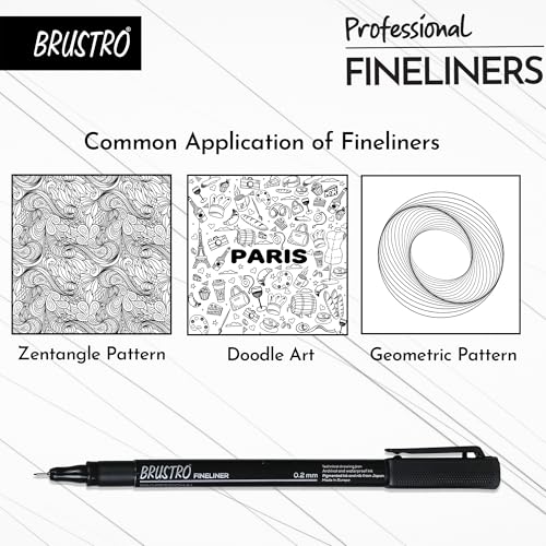 BRUSTRO Professional Pigment Based Fineliner - Set of 10 Colour - Black