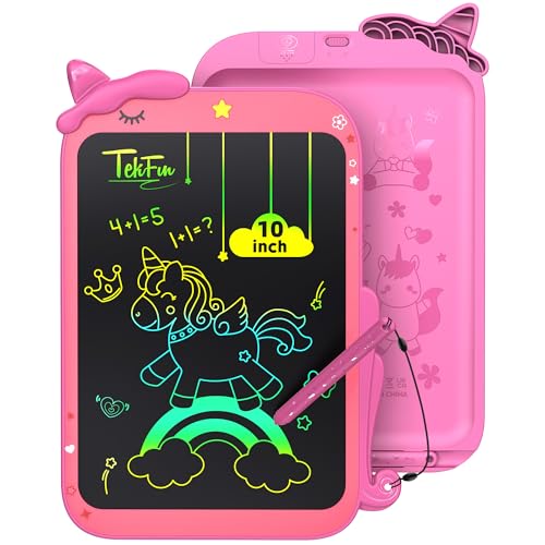 TEKFUN Toddler Boy Toys, LCD Writing Tablet for Kids, Doodle Board Dinosaur Toys, Travel Essentials Toy for 3 4 5Year Old Boys Girls, Easter Birthday Christmas Gift (10inch Rosepink) - color: Pink, size: 10in