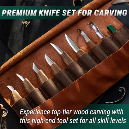 BeaverCraft Deluxe Wood Carving Kit S18X - Wood Carving Knife Set - Spoon Carving Tools Set - Whittling Knives - Woodworking Wood Carving Tools Large Whittling Kit S18X