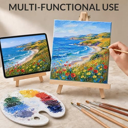 12 Pack 9 Inch Wooden Easel Stand for Painting, Tabletop Art Craft Easels for Canvas, Poster Board, Sign & Frame Display, Small Canvas Stand for Painting, Ideal for Art Party & Adult Artist - FUNLAVIE
