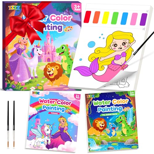 Paint with Water Coloring Books for Kids: 2 Pack Watercolor Painting Books Set for Ages Toddler Girl Boys 3 4 5 6 7 8 Year Old Birthday Gifts - Mess Free Drawing Activity Arts and Crafts Toys Kit - color: 2PCS-2Style