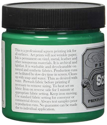 Jacquard Professional Screen Print Ink, Water-Soluable, 4oz Jar, Opaque Green (129)