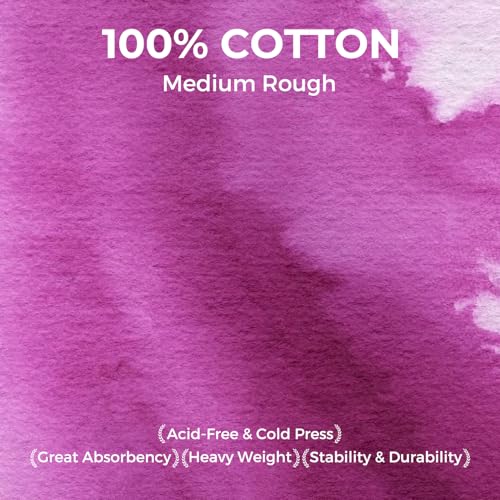 Funto Watercolor Journal, 6.3x6.3, 24 Sheets, 100% Cotton Cold Press, 300gsm/140lb, Inner Paper Pocket, Art Supplies for Mixed Media - color: Gilded Lilac
