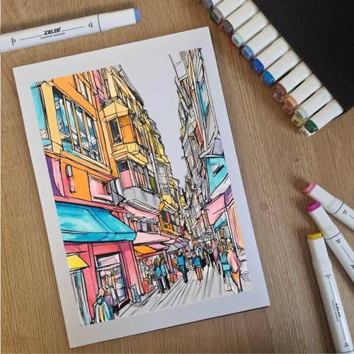 Zieler® A4 (8.3" x 11.7") Marker & Illustration Paper Pad, Smooth Bright White, 100gsm, 32 Sheets