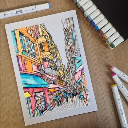 Zieler® A4 (8.3" x 11.7") Marker & Illustration Paper Pad, Smooth Bright White, 100gsm, 32 Sheets