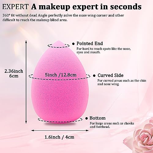 12 Pieces Professional Makeup Sponge Set,Latex Free Flawless Soft Setting Face Puffs,Beauty Sponge Blender Cosmetic Applicator for Powder,Liquid,Facial Makeup Tools - color: 12Pcs Pink