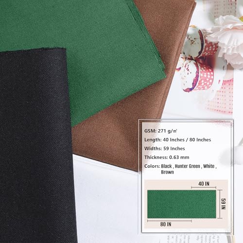 Canvas Fabric, 60" Wide Medium Weight 8 oz Duck Fabric for Quilting, Sewing, Crafts, Painting, Drop Cloths (Hunter Green) - color: Hunter Green, size: 60''x40''
