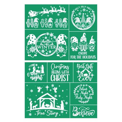 2PCS Christmas Self-Adhesive Silk Screen Stencils,HOHOHO Screen Printing Stencils for Craft Xmas Believe Stencil Transfers Gnomes Reusable Stencils for Painting on Wood T-Shirt Fabric Holiday Card - color: 2pcs HOHOHO stencils