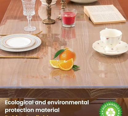 Clear Table Cover Protector 14 x 51 Inch, 2mm Thick Clear Desk Mat, Plastic Table Cover, Transparent Desk Cover, Desk Protector Mat for Desktop, Writing Desk - size: 14" x 51"