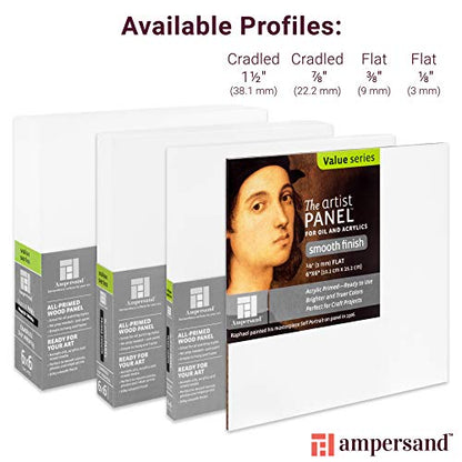 Ampersand Art Supply Primed Smooth Artist Panel | 16" x 16" | 1-1/2" Cradled Profile | Gessoed Wood Painting Panel for Oil, Acrylic & Mixed Media | Canvas Board & Wood Panel Alternative - color: 1-1/2" Cradled Profile, size: 16" x 16"