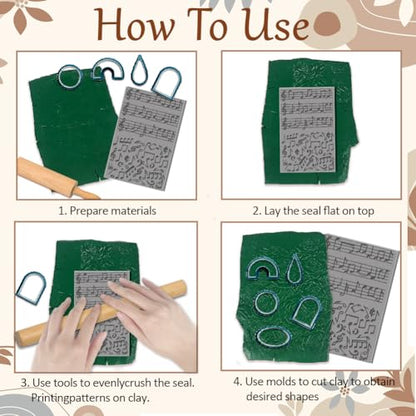 CHGCRAFT Music Note Clay Texture Mat Clay Modeling Pattern Pad Symphony Texture Sheets for Polymer Clay Making Earrings Jewerly Tools, 4×2.6 inch - style: Music Note