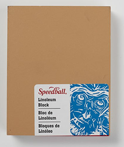 Speedball 4307 Premium Mounted Linoleum Block – Fine, Flat Surface for Easy Carving, Smoky Tan, 4 x 5 Inches (410856) - size: 4 x 5 Inches
