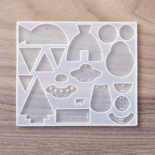 1PC Assorted Irregualr Pendant Silicone Molds Bohemian Style Resin Epoxy Casting Molds for Earring Necklace Keychain Charms Pendants Jewelry Making DIY Gem Cabochon Craft Supplies White 124x144x7mm - color: White-26
