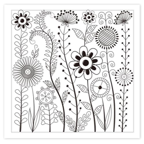 CHGCRAFT Abstract Wildflowers Polymer Clay Texture Sheets Geometric Flowers Silicone Stamp Clay Texture Mat Modeling Pattern Pad Texture Sheets for Jewelry and Clay Earrings Tools, 5.5x5.5 inch - style: Wildflowers
