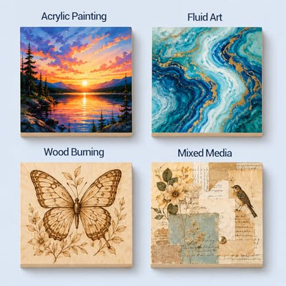 10 Pack 6 x 6 Wood Panel Boards, Unfinished Wood Canvas, Cradle Boards for Crafts, Painting Canvas, DIY Art Projects, Pouring, Arts Use with Oils, Acrylics - size: 6*6 10 Pack