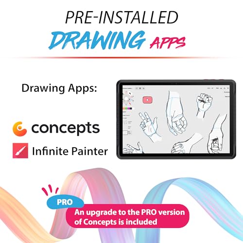 PicassoTab A12 Drawing Tablet • No Computer Needed • Large 12" Laminated 2K Screen • Lifetime PRO Drawing & Tutorials Apps • Stylus Pen • Android 14 • Standalone Graphics Tablet for Pro Artists -A12 - size: 12 Inch Large Screen