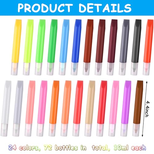 72Pcs Suncatcher Paint Pens 10mL Premium Extra Fine Point Acrylic Paint Marker Pens DIY Stained Glass Window Art Paint Pen Stained Glass Paint Suncatcher Paint