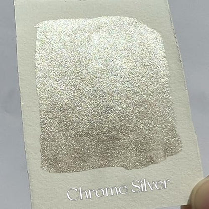 Metallic Handmade Watercolor Paint Full Pans Chrome Silver- Shimmer -Glitter Watercolors Choose Your Color - color: Chrome Silver (Full Pan)