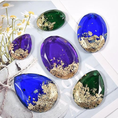 Waterdrop and Oval Resin Jewelry Molds,6 Cavities Silicone Pendant Molds for Resin Epoxy,Resin Casting Molds with Hanging Hole for DIY Gem Cabochon Pendant, Earring, Necklace Jewelry Making