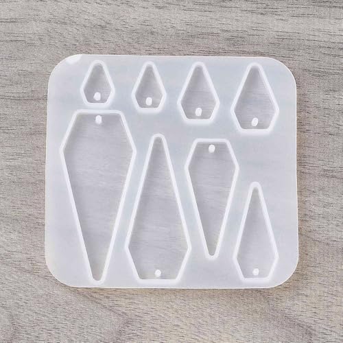 1PC Diamond Patter Pendant Silicone Molds Resin Epoxy Casting Molds for Earring Necklace Keychain Charms Pendants Jewelry Making DIY Gem Cabochon Craft Supplies White 71x75x5mm - color: White-21