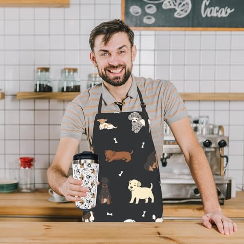 Puppy Dogs Waterproof Adjustable Bib Apron with 2 Pockets, Cooking Gardening Grilling Kitchen Chef Apron for Women - color: Puppy Dog