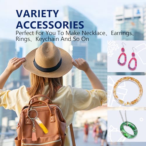IGaiety Resin Kits for Jewelry Making Silicone Molds Starter Kit 278 Pcs Bundle with Epoxy Resin Silicone Mold Art for DIY Jewelry Earring Keychain Necklace Rings Making Adults Beginners - size: X-Jewelry Mold