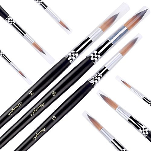 Amagic 9Pcs Pointed Round Art Paintbrush Set with Storage Container - Anti-Shedding Synthetic Nylon with Long Handle - Detail Paint Brush for Watercolor, Acrylics, Ink, Gouache, Oil, Tempera - size: Pointed Round