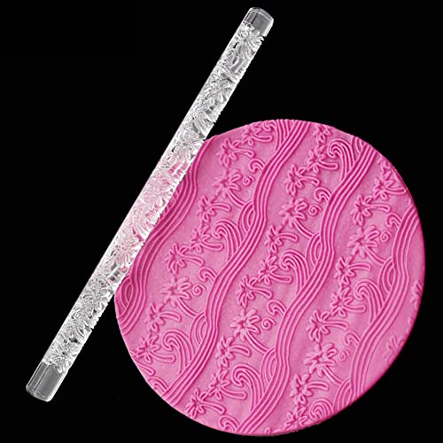 Rengue Acrylic Rolling Pin with 28 Patterns, Compliant Material, Comfortable Grip, 16 X 1 Cm, Lightweight for Dough and Pastry Acrylic Rolling Pin with 28 Patterns, Nan Kitchen (#22) - size: 52012 Coconut Tree Beach