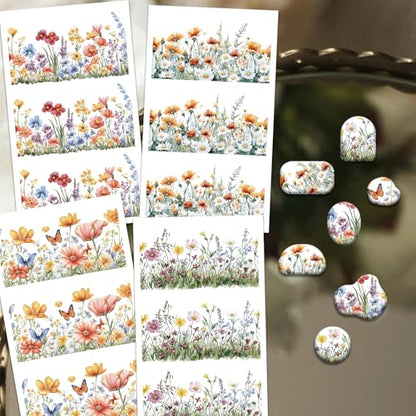 OLYCRAFT Wildflowers Clay Transfer Paper 4 Design 24 Pcs Transfer Papers for Polymer Botanical Frame Polymer Clay Transfer Sheets Flower Theme Small Transfers Paper for Clay Earrings Jewelry Making - style: Wildflower