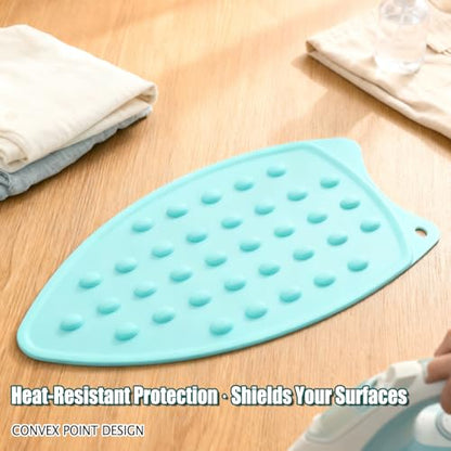 LeLehome Silicone Anti-Slip Iron Rest Pad for Ironing Board Hot Heat Resistant Steam Compact Mat, Home Kitchen Mat Blue Green, Teal - color: Teal