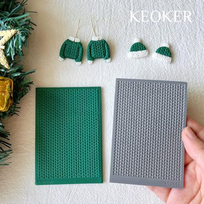 Keoker Polymer Clay Texture Sheet Christmas, Christmas Clay Texture Mat for Making Earrings Jewerly, Christmas Polymer Clay Earrings Tools (Style All 1-3) - color: Style All 1-3