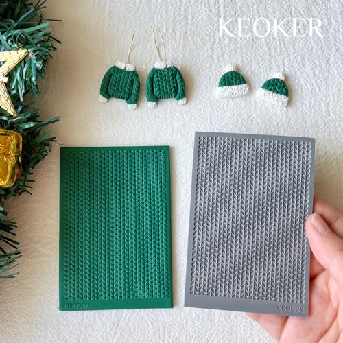 Keoker Polymer Clay Texture Sheet Christmas, Christmas Clay Texture Mat for Making Earrings Jewerly, Christmas Polymer Clay Earrings Tools (Style 1) - color: Style 1