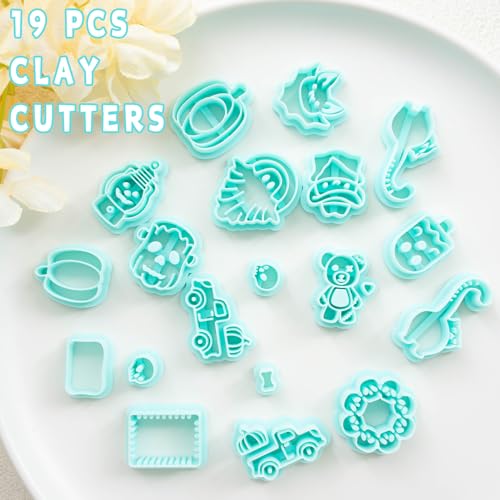 Tainsky Halloween Polymer Clay Cutters for Earrings Making, 19 Shapes for Fall Jewelry Clay Cutters (B) - color: Set B