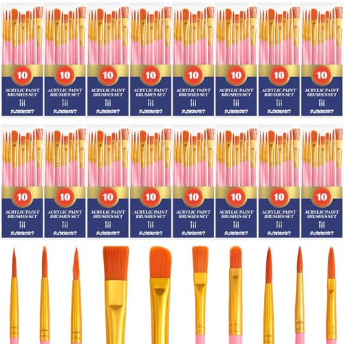 Acrylic Paint Brushes,160 pcs Artist Paintbrushes,Paint Brushes for Acrylic Painting,Acrylic Paint Brush Set for Oil Watercolor,Body Face Nail Art,Drawing Arts Crafts Supplies,Nylon Hair,Pink