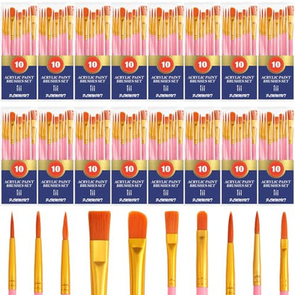 Acrylic Paint Brushes,160 pcs Artist Paintbrushes,Paint Brushes for Acrylic Painting,Acrylic Paint Brush Set for Oil Watercolor,Body Face Nail Art,Drawing Arts Crafts Supplies,Nylon Hair,Pink