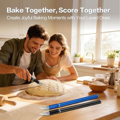 Upgraded Bread Lame 2-Pack, Professional Sourdough Scoring Tool with 20 Stainless Blades, Non-Slip Ergonomic Grip & Storage Case, Bread Scoring Tool for Home Bakers & Artisan Bread Making
