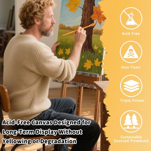 2-Pack 28x40 Large Stretched Canvas 380gsm Cotton for Oil & Acrylic | 70x100cm, Gallery Wrapped , 380gsm heavy-duty 100% cotton, triple acid-free gesso, warp resistant & no bleed - size: 2PK - 28"x40"