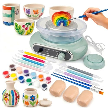 Jasthorine Pottery Wheel for Kids Toy Set, Air Dry Clay & Paint Craft Kits | Beginner Arts and Crafts for Kids Ages 8-12 | Modeling Clay Tools & Painting Set, Toy Birthday Gifts for Girls & Boys 6-12