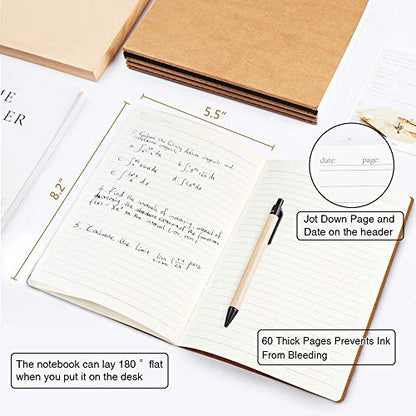 feela 30 Pack Kraft Notebooks, A5 60 Lined Pages Notebooks and Journals for Women Girls Students Making Plans Writing Memos Office School Supplies, 8.3 X 5.5 in - style: Lined-30 Pack