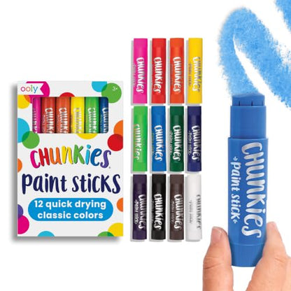 Ooly Chunkies 12 Mess Free Paint Sticks For Kids, Tempera Paint Sticks Kid Safe Colors, No Mess Quick Drying Art Supplies for Toddlers and Kids - color: Classic Extended