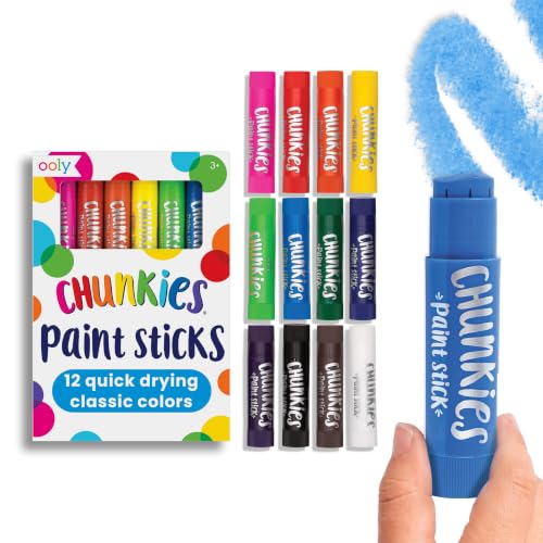 Ooly Chunkies 12 Mess Free Paint Sticks For Kids, Tempera Paint Sticks Kid Safe Colors, No Mess Quick Drying Art Supplies for Toddlers and Kids - color: Classic Extended