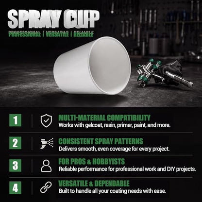 50 Pack 32 oz Gel Coat Dump Gun Cups, Double PE Coated Leak-resistant Paper Cups, Heavy Duty Disposable Mixing Containers for Gelcoat, Epoxy Resin, Marine, Automotive & Industrial Painting