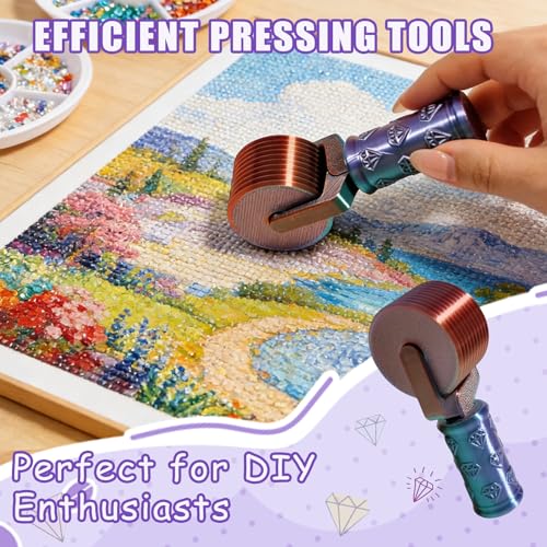 Jzzuau Diamond Art Roller, Easy-Grip Hand Roller & Press Tool for Diamond Art, Rhinestone Bead Straightening and Smooth Pressing for Craft Projects - color: Copper Purple Green